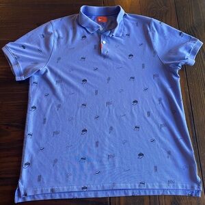Nike Dri-Fit Tennis Theme Short Sleeve Polo Shirt Blue Large